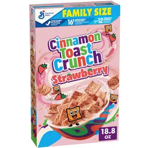 Cinnamon Toast Crunch Breakfast Cereal, Crispy Strawberry Cereal, Family Size, 18.8 oz