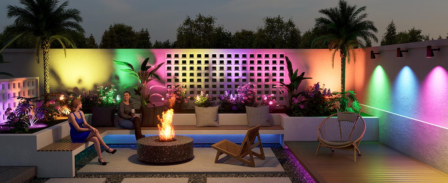 Linkind Smart Solar Spotlight SL5C Color Changing Cool Warm White Landscape Lighting APP Control Solar Lights Outdoor IP67 Waterproof for Yard Garden Pathway 2 Pack with AI-Dot App for Customizable Scenes