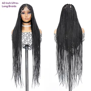 SuperNova 40 Inch Full Lace Braided Wig Transparent Lace 360° Baby Hair Free Parting Synthetic Lightweight Box Braids