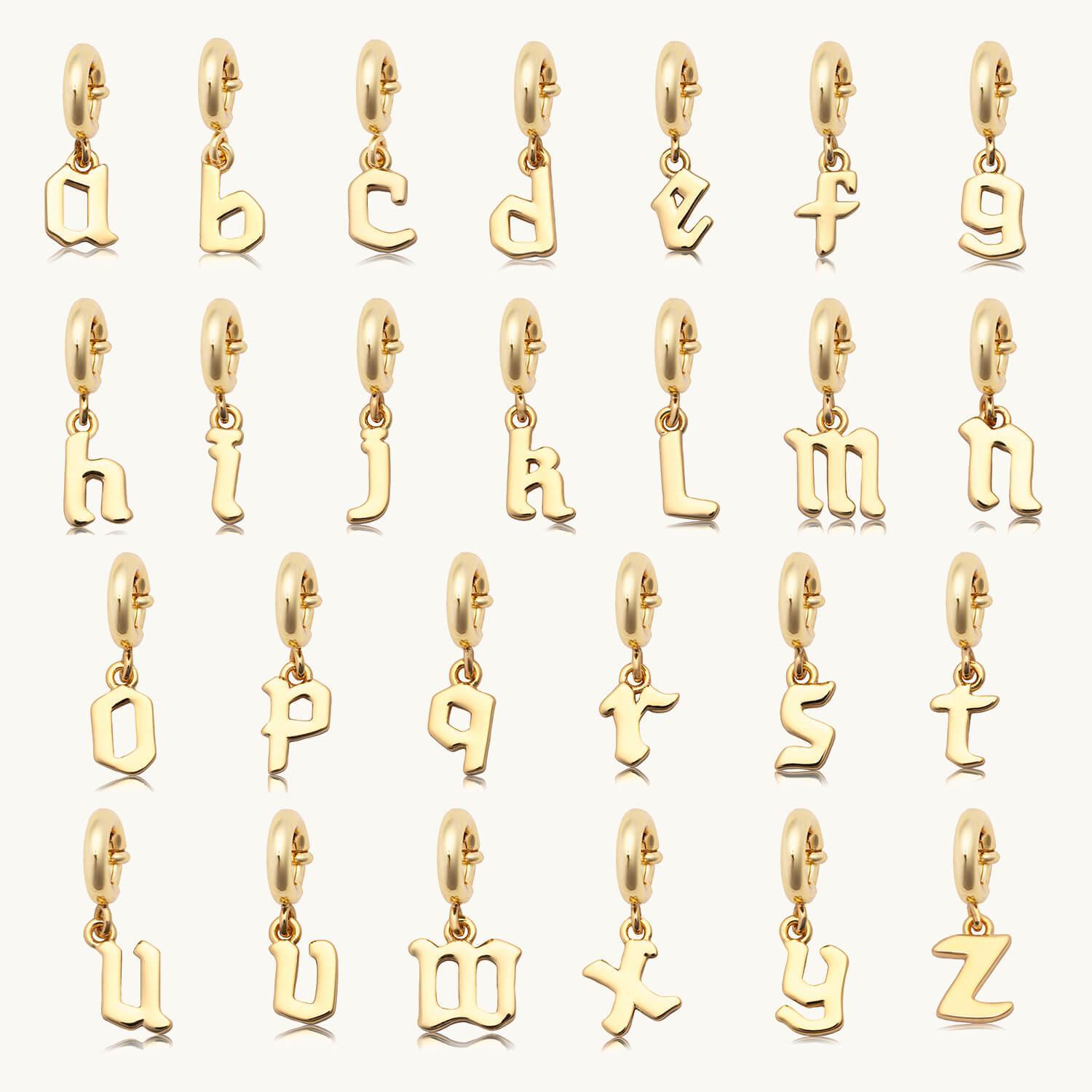 Little Words Project, Gothic Letter Charm, 14K Gold-Plated, Customizable Initial Charm