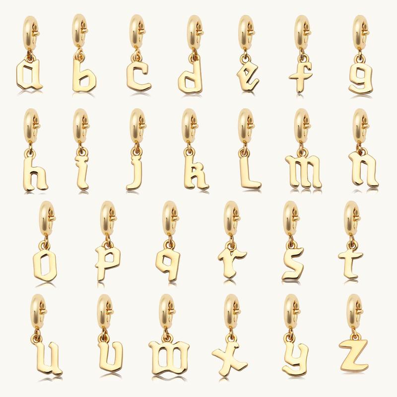 Little Words Project, Gothic Letter Charm, 14K Gold-Plated, Customizable Initial Charm