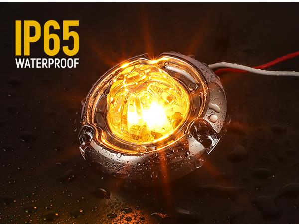 Partsam 10Pcs Mini Glass Lens Watermelon Lights, Amber LED Marker Clearance Light Turn Signal for Semi Truck Trailer RV, Compatible with Freightliner Kenworth Peterbilt