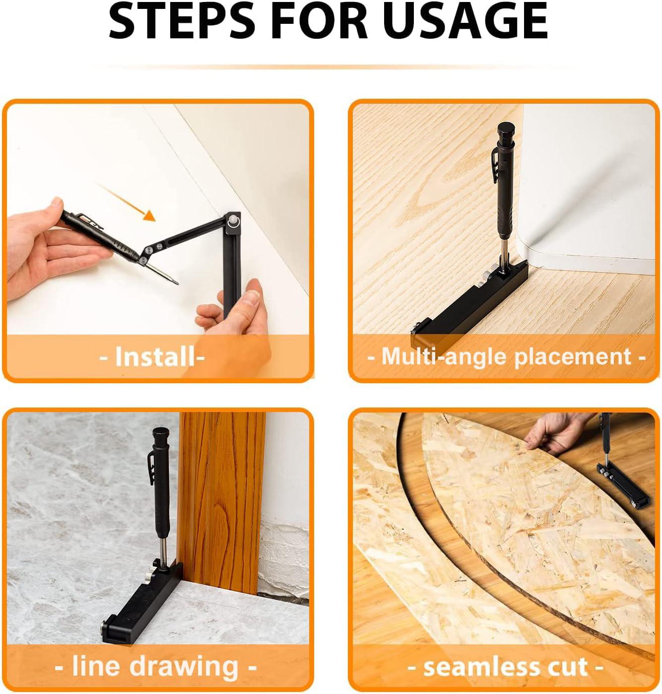 Construction Pencil- Multi-function Scribing Tool-  Aluminum Alloy Scribe Tool with Deep Hole Pencil,DIY Woodworking Scribe Gauge Scriber Line Maker Measuring Tool,Gifts For Men