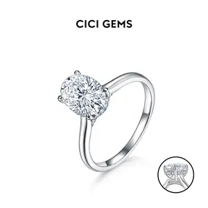 CICI GEMS 2CT Oval Cut Moissanite Hidden Halo Ring for Women D VVS1 Stackable 18K Gold Plated Lab-Created Hypoallergenic Wedding Engagement Anniversary Gift Fine Jewelry R031