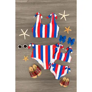 Mom & Me - Red White & Blue Striped Bikini