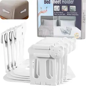 4Pcs Bed Sheet Grippers, Elastic Sheet Clips for Mattress Covers, Fits All Bed Sizes, Keep Sheets Tight No Slipping, Easy to Install for Home Bedroom Hotel Dorm, Heavy Duty Sheet Fasteners, Prevent Corners from Lifting, Durable & Reusable Sheet Fixer