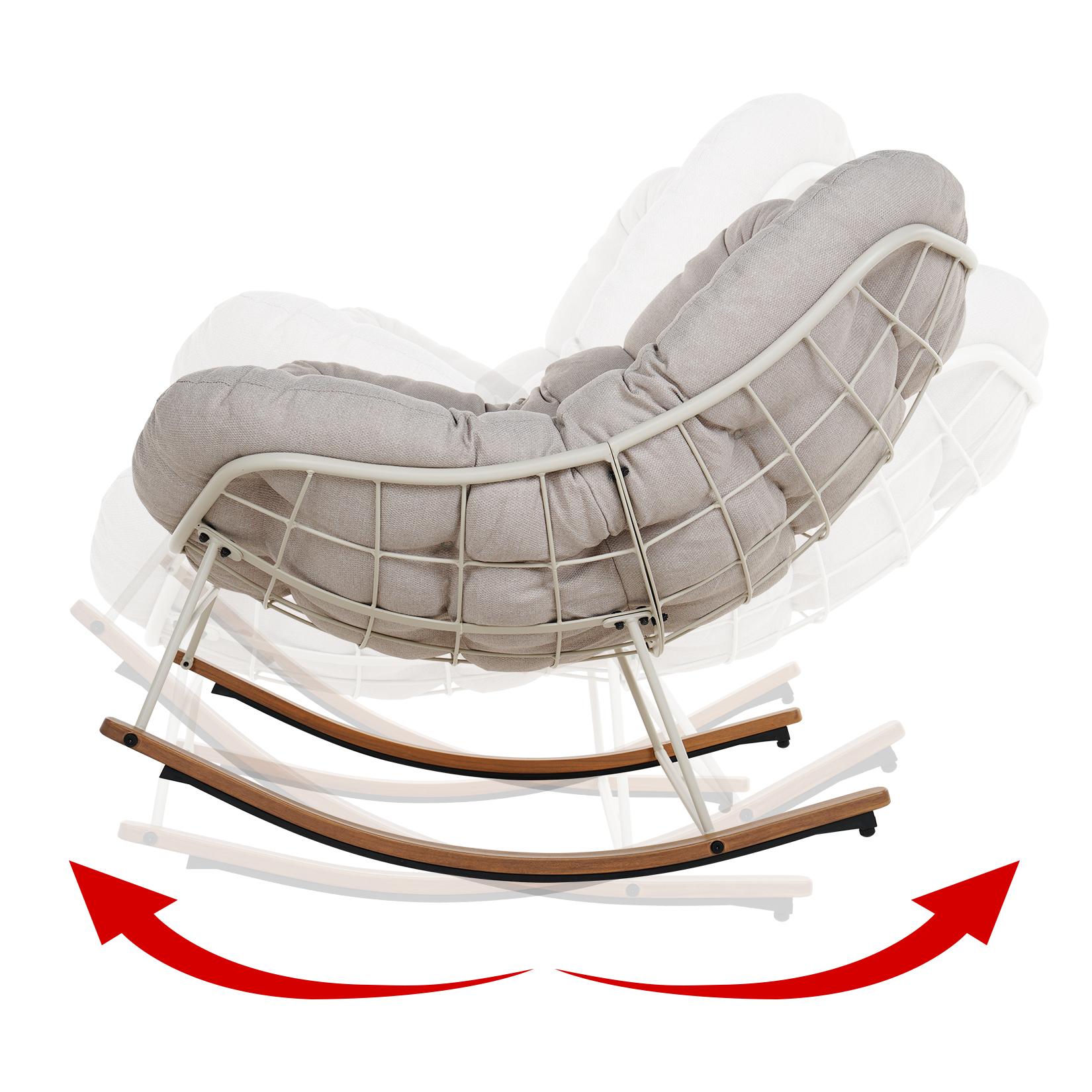 GRANDPATIO Oversized Rocking Chair with Cushion - Indoor/Outdoor Lounge Rocker, Beige