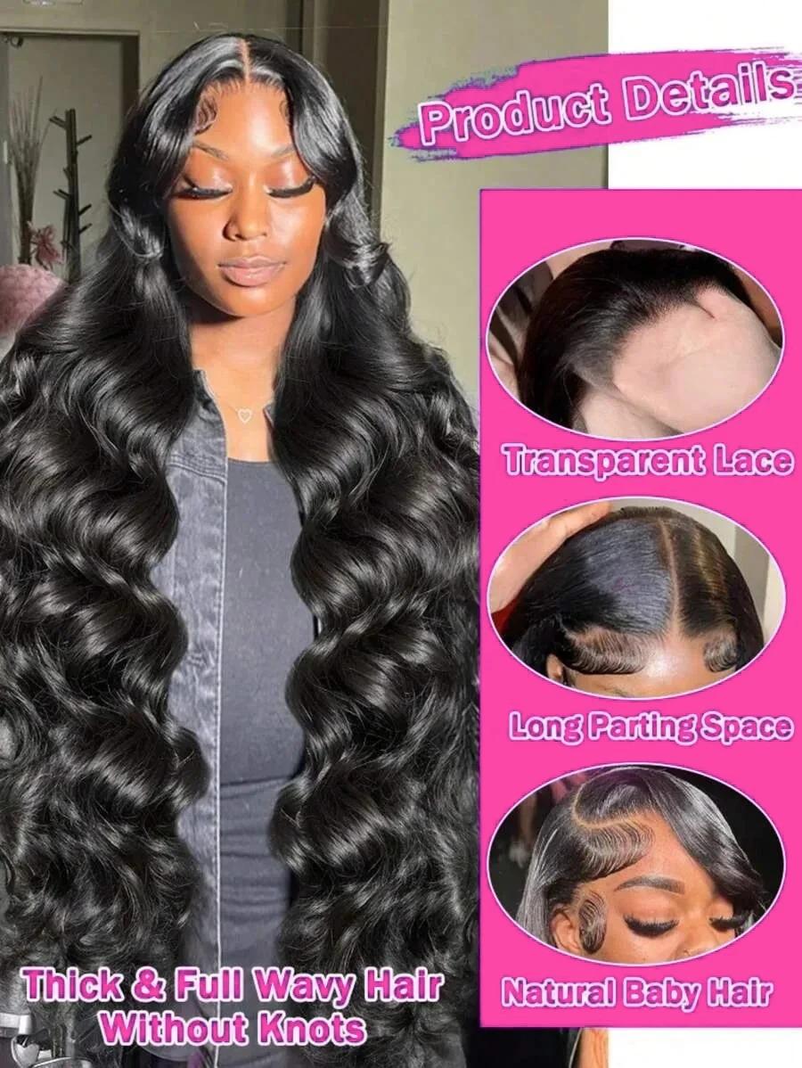 [28" Only for 95$]Body Wave 13X6 Drawstring Glueless Wig Human Hair Brazilian 13x4 Transparent Lace Frontal Human Hair Wig 6x4 Wear Go Pre Cut Lace Closure Wig Preplucked Hairline Natural Black Beauty Sponges Beauty Products