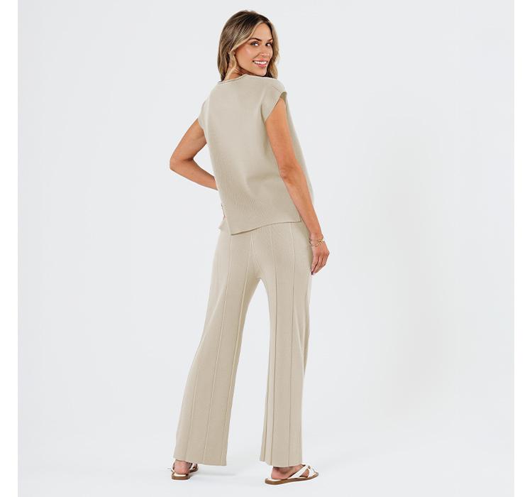 Trendy Queem 2 Piece Outfits for Women Lounge Matching Set Two Piece Knit Tracksuit Sweatsuits Top & Pants