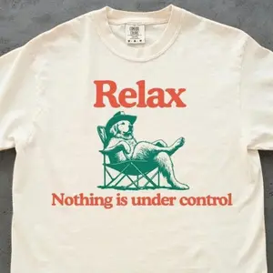 Comfort Colors Chill Dog Vintage T Shirt, Relax Nothing Is Under Control Tee, Summer Dog Mom Tee, Dog Dad Shirt,  Dog Chilling Vibes T-Shirt, Pug, Golden, German Shepherd, Frenchie, Pitbull, Labrador, Yorkie