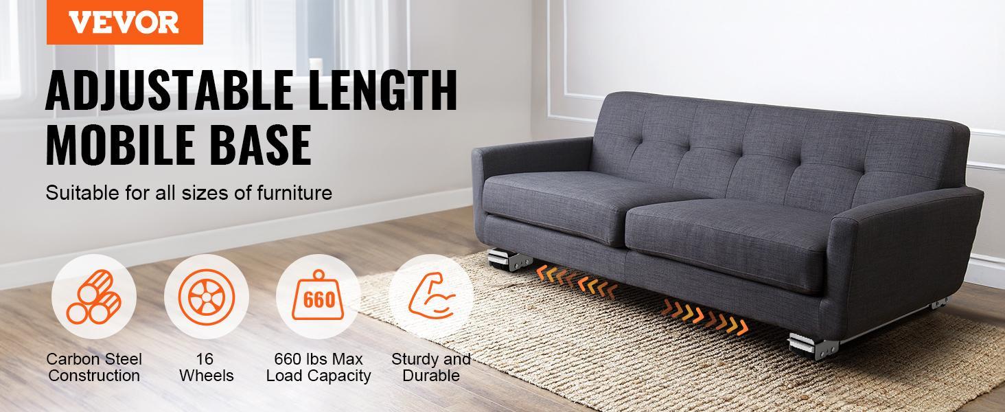 VEVOR Heavy Duty Furniture Appliances Rollers, 660 lbs Total Load, Extendable Appliance Rollers Mobile Washing Machine Base, Fridge Stand Dolly Movers for Refrigerators, Dryers, Dishwashers, White