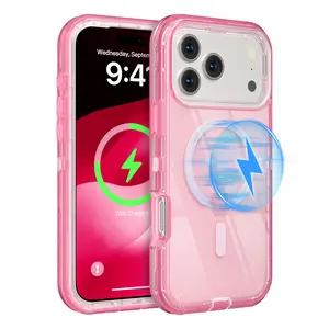 Clear Magnetic Case for iPhone 17 Pro Max 17 Air 16 15 14 13 Pro Max Plus, [Compatible with MagSafe] Heavy Duty Durable 3-Layer, Military Grade Drop Protection Shockproof Protective Cover