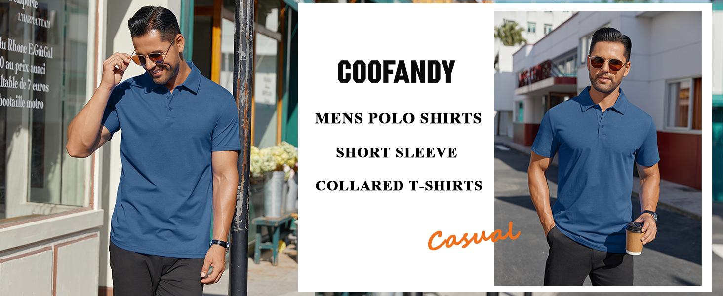 COOFANDY Men's Polo Shirts Short Sleeve Moisture Wicking Golf Shirt Fashion Casual Collared T-Shirt