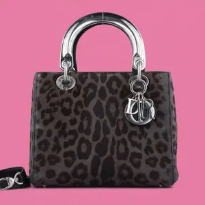Pre-owned Dior leather Shoulder Bags Lady Pony Hair Leopard Print Handbag