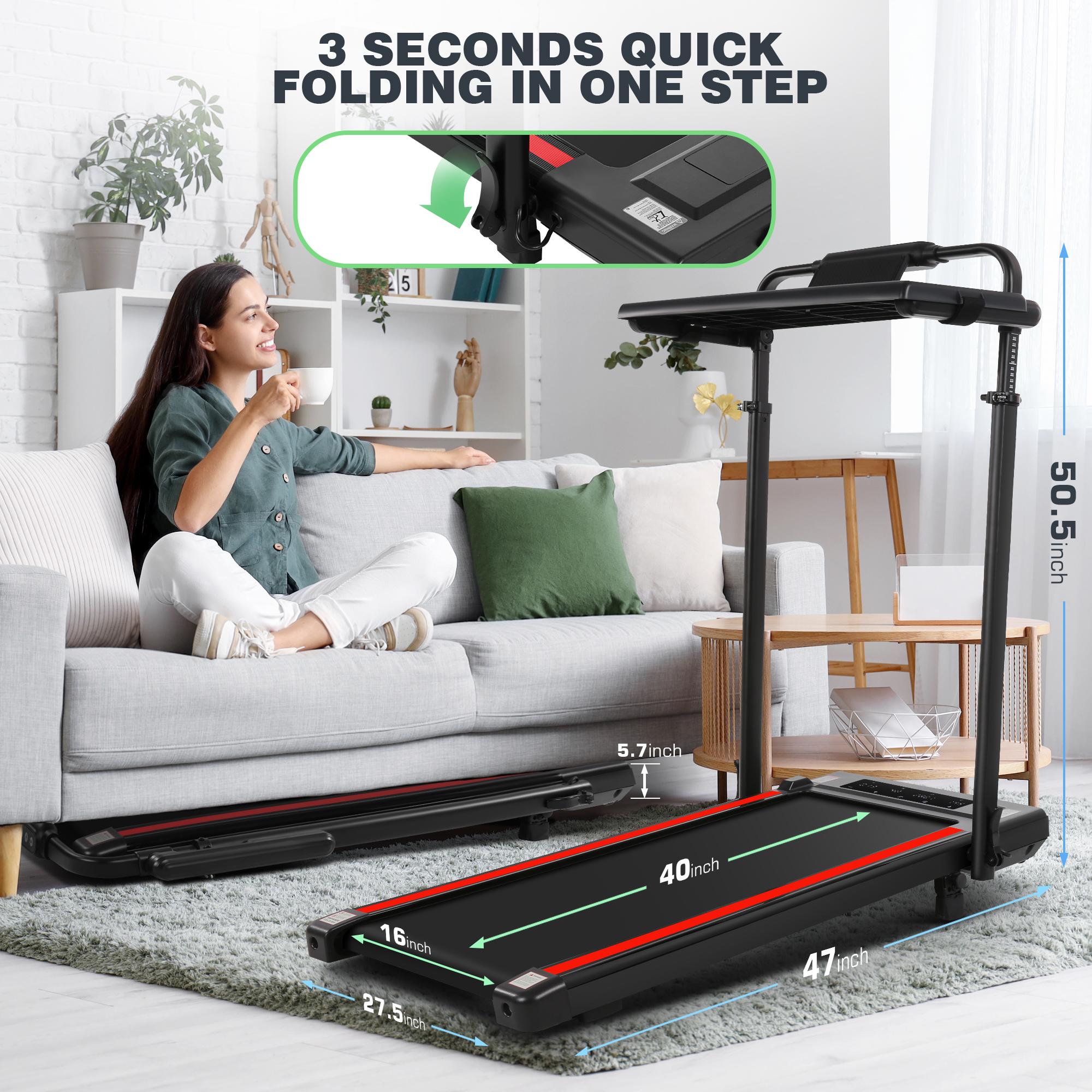 【New Year Special Offer】8-in-1 Under Desk Treadmill Walking Pad - Adjustable Height & Incline,  Foldable Home Treadmill with 3 Control Modes, 350lbs Capacity, No Assembly Required