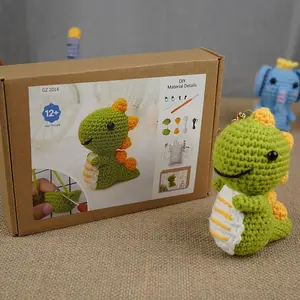 Dinosaur crochet Kit for Beginners, Animal Amigurumi DIY Kit with Video
