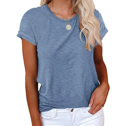 Cicy Bell Women's Short Sleeve Shirts Crewneck Loose Casual Summer Basic Tees Tops