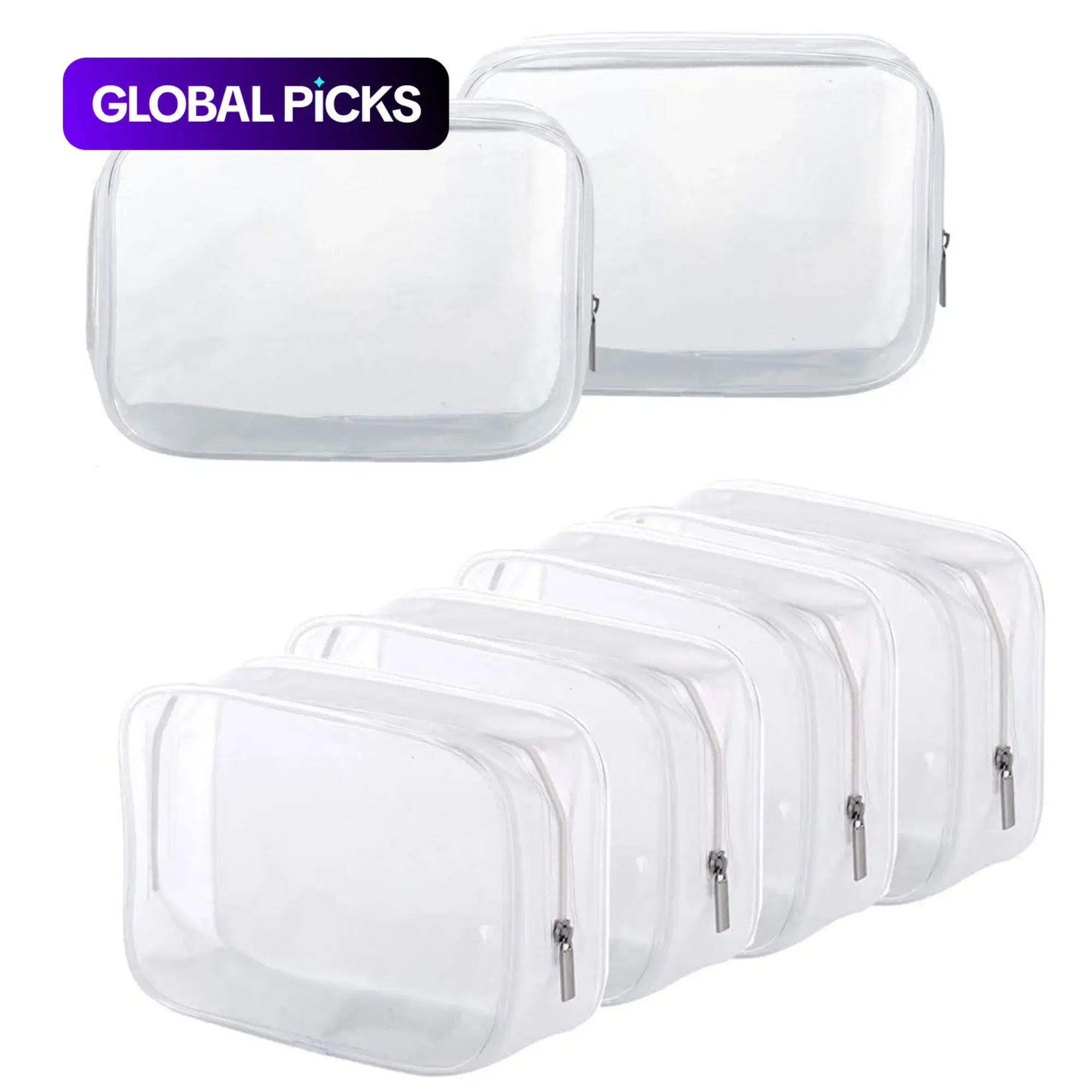 6/12-Piece Clear PVC Zipper Waterproof Cosmetic Bag Set, Cosmetics Bag, Transparent Toiletry Wash Bags, Toiletries Organizer and Toothbrush Cases, Travel Makeup Bags Organizers, Portable Travel Makeup Storage Organizer Pouches #GLOBAL PICKS