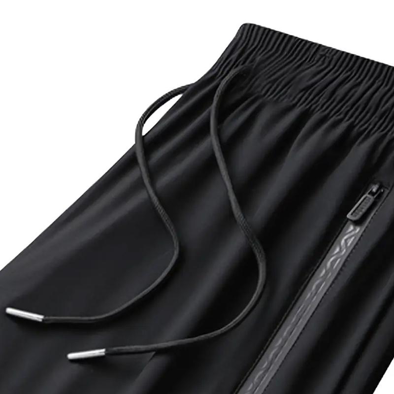 3-Piece Men's Ice Silk Jogging Pants - Breathable - Elastic Track Pants - Zippered Pockets - Good for Running - Fitness & Outdoor Activities - Black - Grey - Khaki - Running Gear - Casual Sportswear - High Elasticity