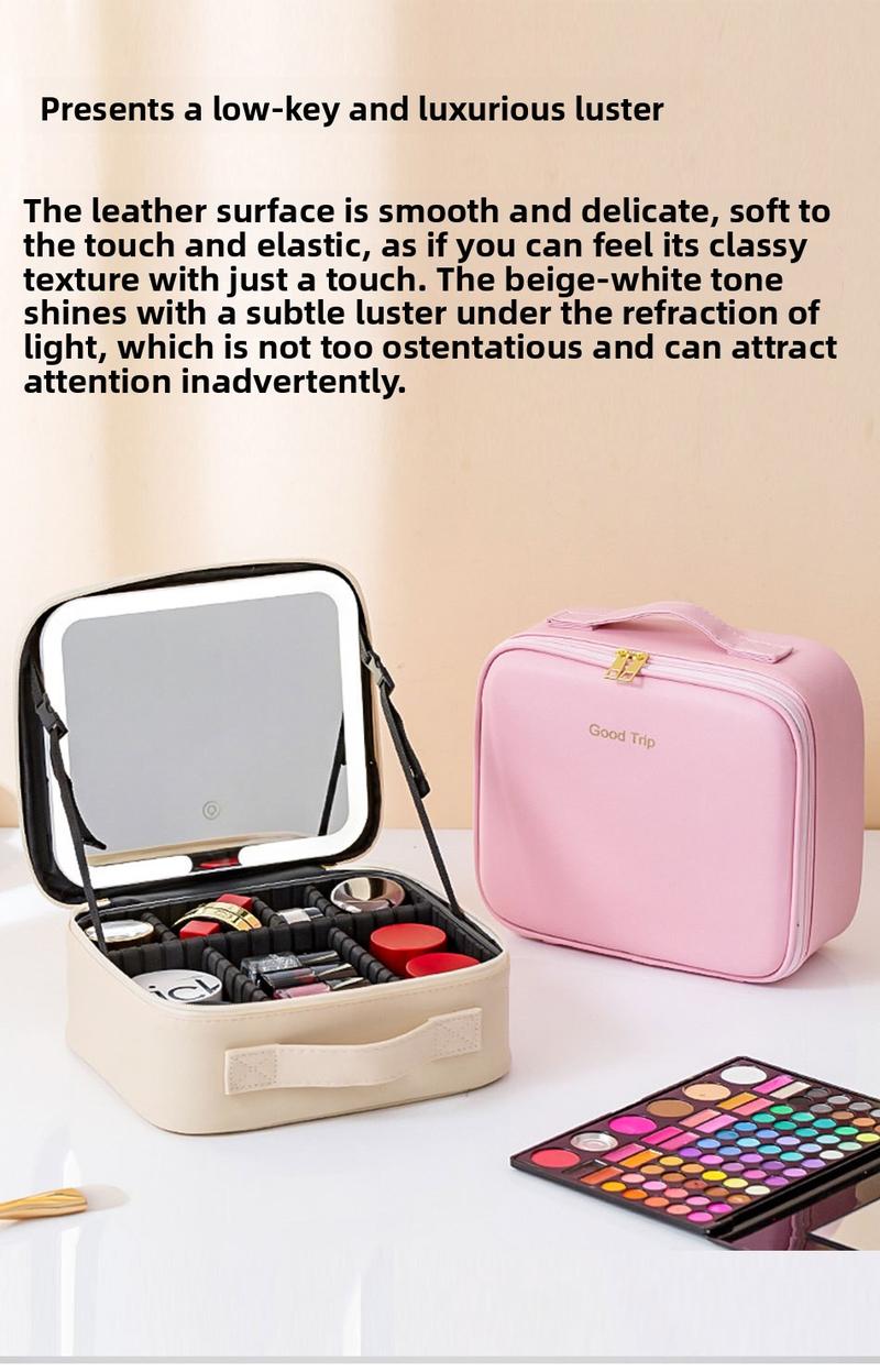2025 Trending LED Makeup Bag with Mirror Large Capacity Portable Stylish Travel Case for Cosmetics
