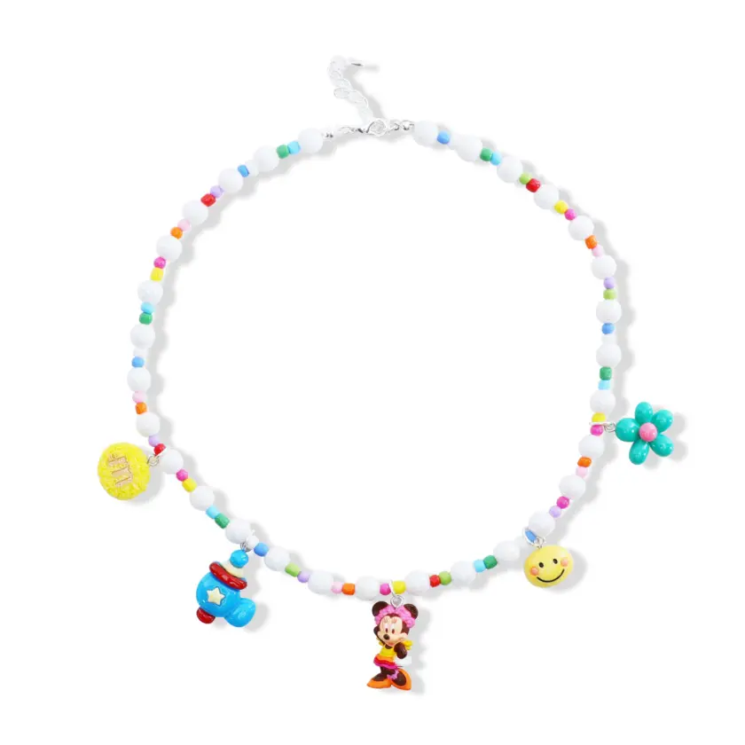 Disney Mickey And Minnie Best Friend Beaded Bracelet Set White And Clear Beads With Character Charms For BFF And Couples Gift