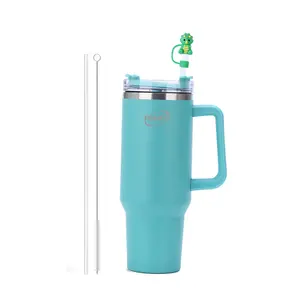 Franco 40oz Stainless Steel Tumbler with Handle, Straw Cleaner & Surprise Straw Covers