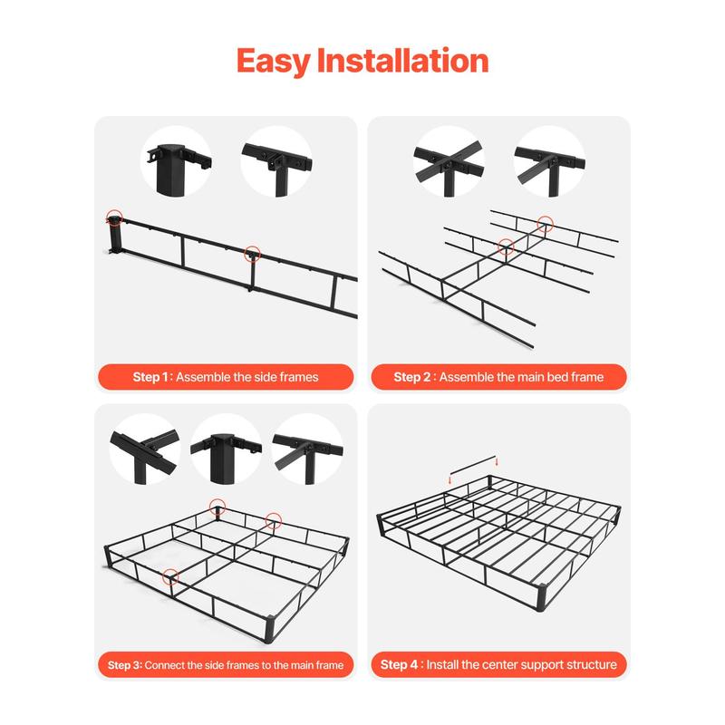 VEVOR Box Spring,  Queen Size Bed Frame with Washable Fabric Cloth, Heavy Duty Metal Frame for Queen Bed, 9 in Mattress Foundation, 3500 lbs Max Weight Capacity, Easy Assembly, 79.1L x 59.6W x 9.1H in