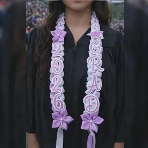 Graduation Lei Leis Necklace Collar with 2026 Year Design and Purple Flower Decor for Ceremony Graduation