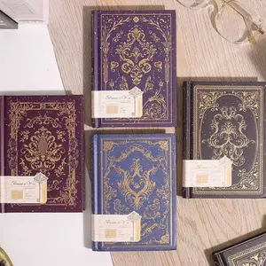 A6 Vintage Curve-back Cover Notebook with Gold Foil Hardcover Notebook 100 gram Thick Off-white Paper 112 Sheets