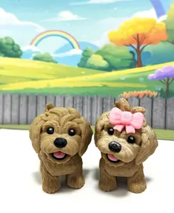2pcs Cute Golden Doodle Dog, 3D Printed Articulated Fidget Dog, Poseable Animal Toy, Custom Pet Gift for Dog Lovers Decor Set