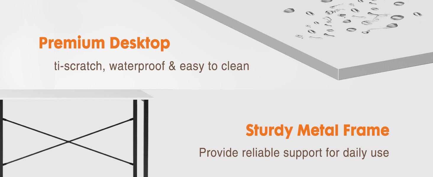 【Deal】SweetFurniture Small Computer Desk Home Office Desks Small Space Desk Study Table Modern Simple Style Table with Storage Bag and Iron Hook Bedroom