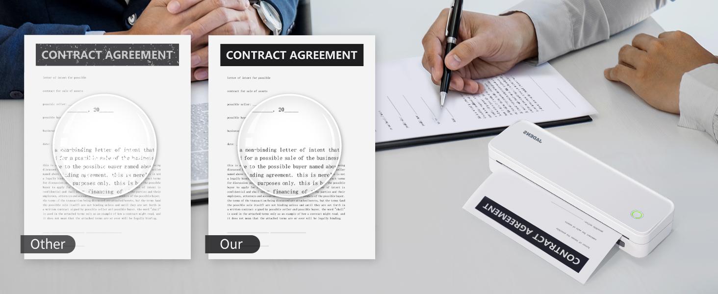 JADENS Portable Printers Wireless for Travel, Support 8.5" X 11" US Letter, Bluetooth Thermal Printer Inkless Mobile Printer for Office Home