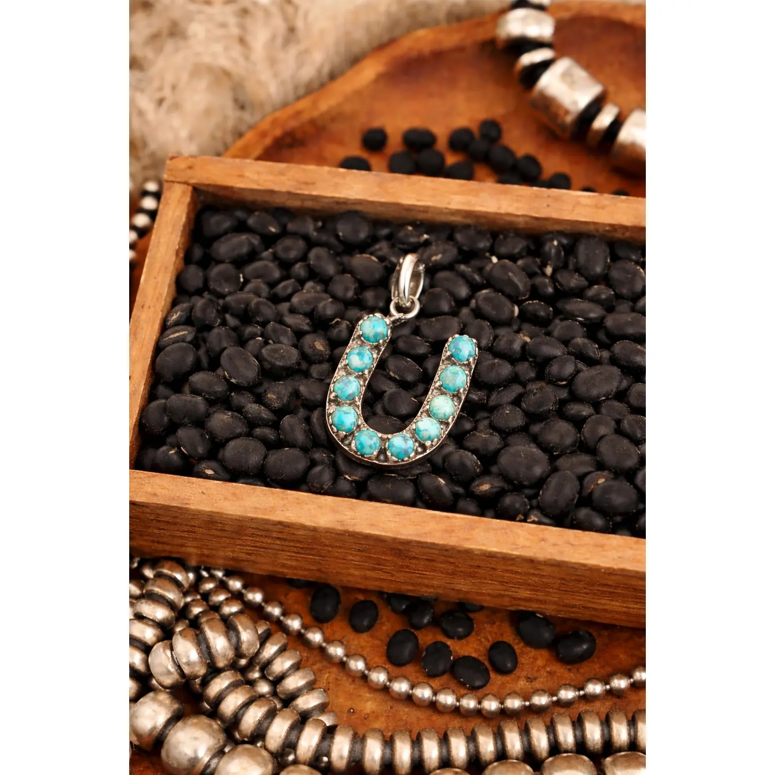 Women's 925 Sterling Silver Western Custom Pendant Necklace - Genuine Turquoise, Personalized Initial Jewelry, Western Boutique Style, Layering Accessory, 16" Chain for Daily Wear, Bold Cowgirl Energy, Layering Up, Unisex, Qowny’s Closet Western Boutique