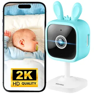 GearIt Wifi Baby Monitor Camera with Motion & Sound Detection - 2K Video, 2-Way Audio, Night Vision, Lullabies, Feeding Reminders, Portable Design - High Chair