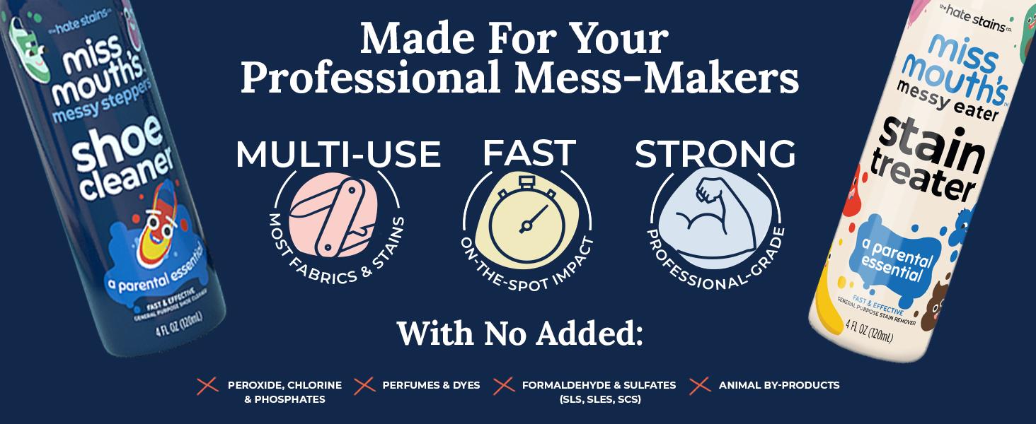 Miss Mouth's Messy Eater Stain Treater and Messy Steppers Shoe Cleaner Magic Duo - Stain Remover and Shoe Cleaner