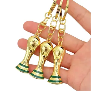 3PCS 2026 World Cup Trophy Golden Keychain, Zinc Alloy 3D Creative World Cup Keychains Gifts Accessories for Women Men Sports Event Souvenir Trophy Charm Keychain