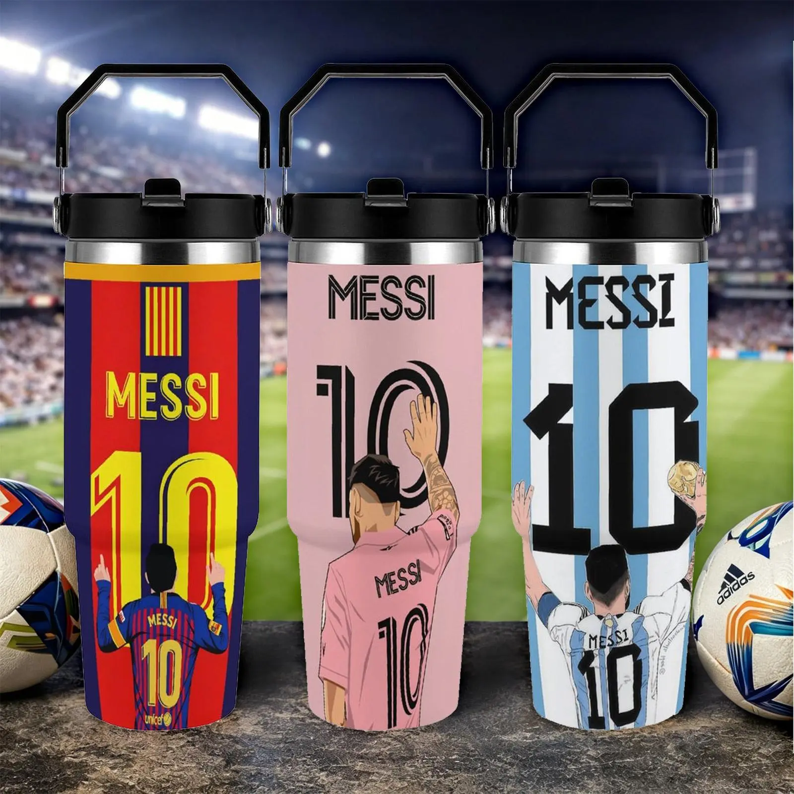 30oz Leakproof Insulated Tumbler - Double Wall Stainless Steel Flasks, Thermal Travel Drinkware, Keeps Hot/Cold Drinks for Hours, Soccer Jersey Themed Gift for Football Fans,dorm essentials,home decor,home essentials,camping essentials