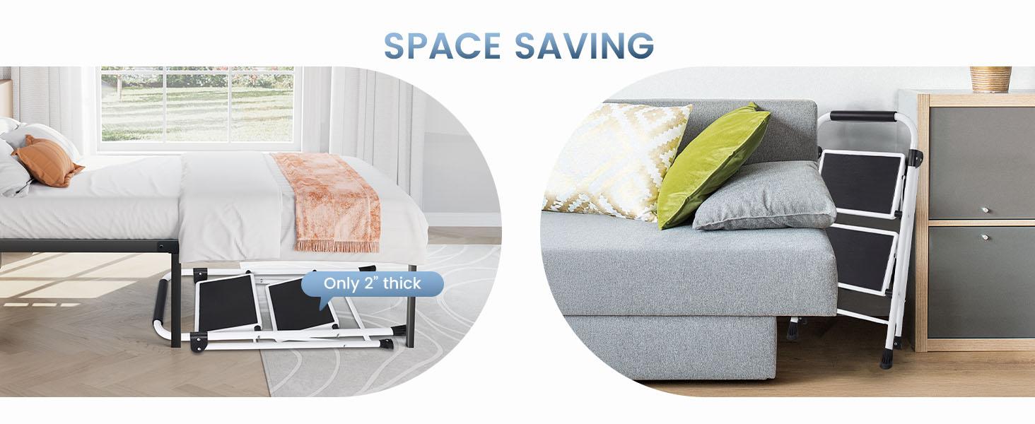 Step Ladder Iron Step Stool with Non-Slip Pedals and Handrails Portable Heavy Duty Steel Ladder for Kitchen Garage and Outdoor Use Step Ladder Iron Step Stool with Non-Slip Pedals and Handrails Portable Heavy Duty Steel Ladder for Kitchen Garage and Outdoor Use