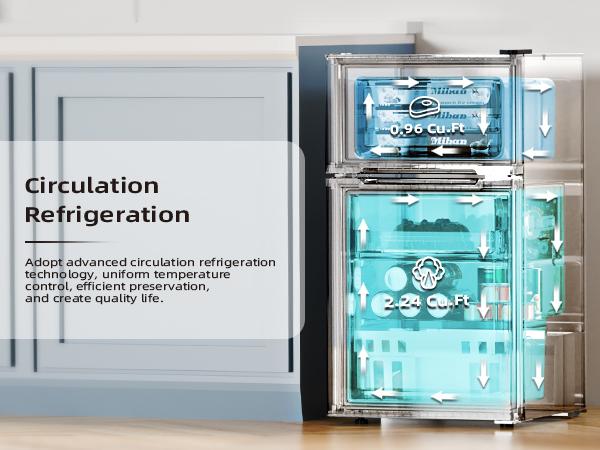 Antarctic Star Mini Compact Refrigerator, 3.2 Cu.Ft. Separate Freezer Double 2-Door Adjustable Removable Shelves,Mini Fridge with Double Doors, for Basement/Apartment/Dorm/Office