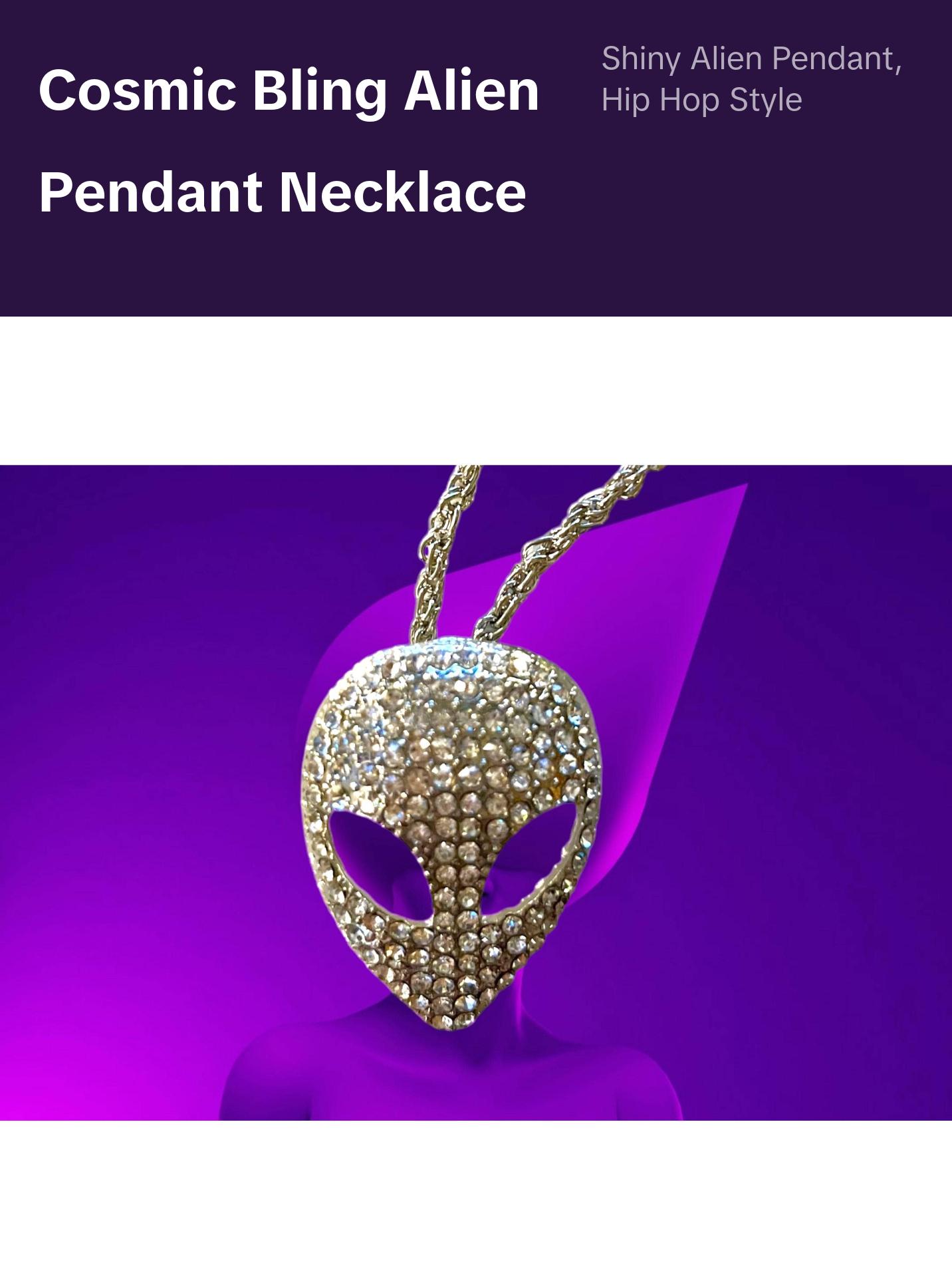 Cosmic Bling Rhinestone Alien Pendant Necklace