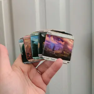 magic the gathering basic lands plains forest swamp mountain island - fridge magnet