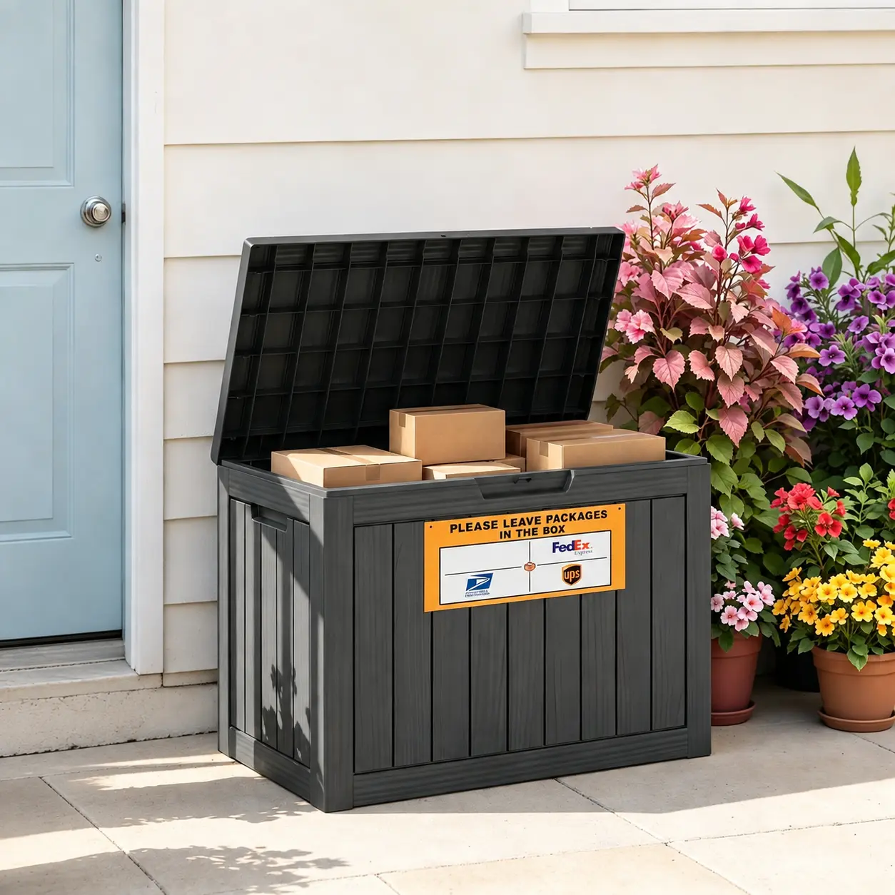 50 Gal Outdoor Resin Parcel Delivery Box - Waterproof, Lockable Storage for UPS, FedEx, USPS 50 Gal Outdoor Resin Parcel Delivery Box - Waterproof, Lockable Storage for UPS, FedEx, USPS