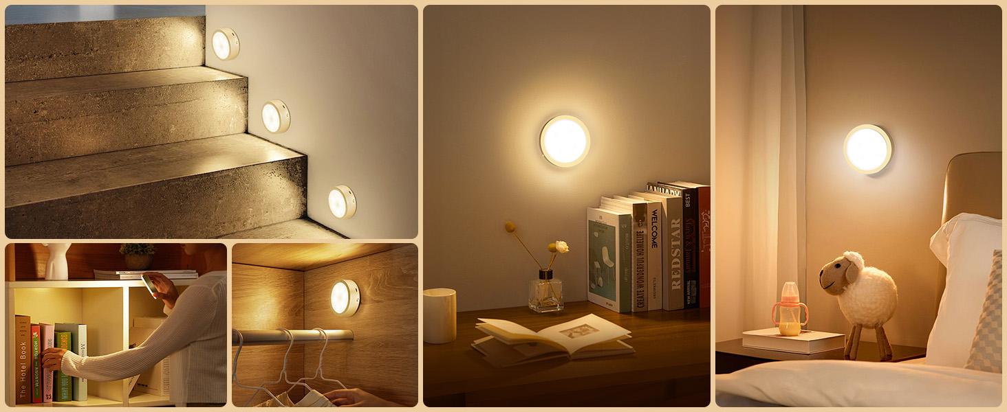 Brightown Picture Lights for Wall,Rechargeable Battery Operated Painting Light Magnetic Art Display Light with Remote, Puck Lights, Dimmable & Timer Art Lighting for Paintings Wireless,Gold, Christmas Gifts Ideas