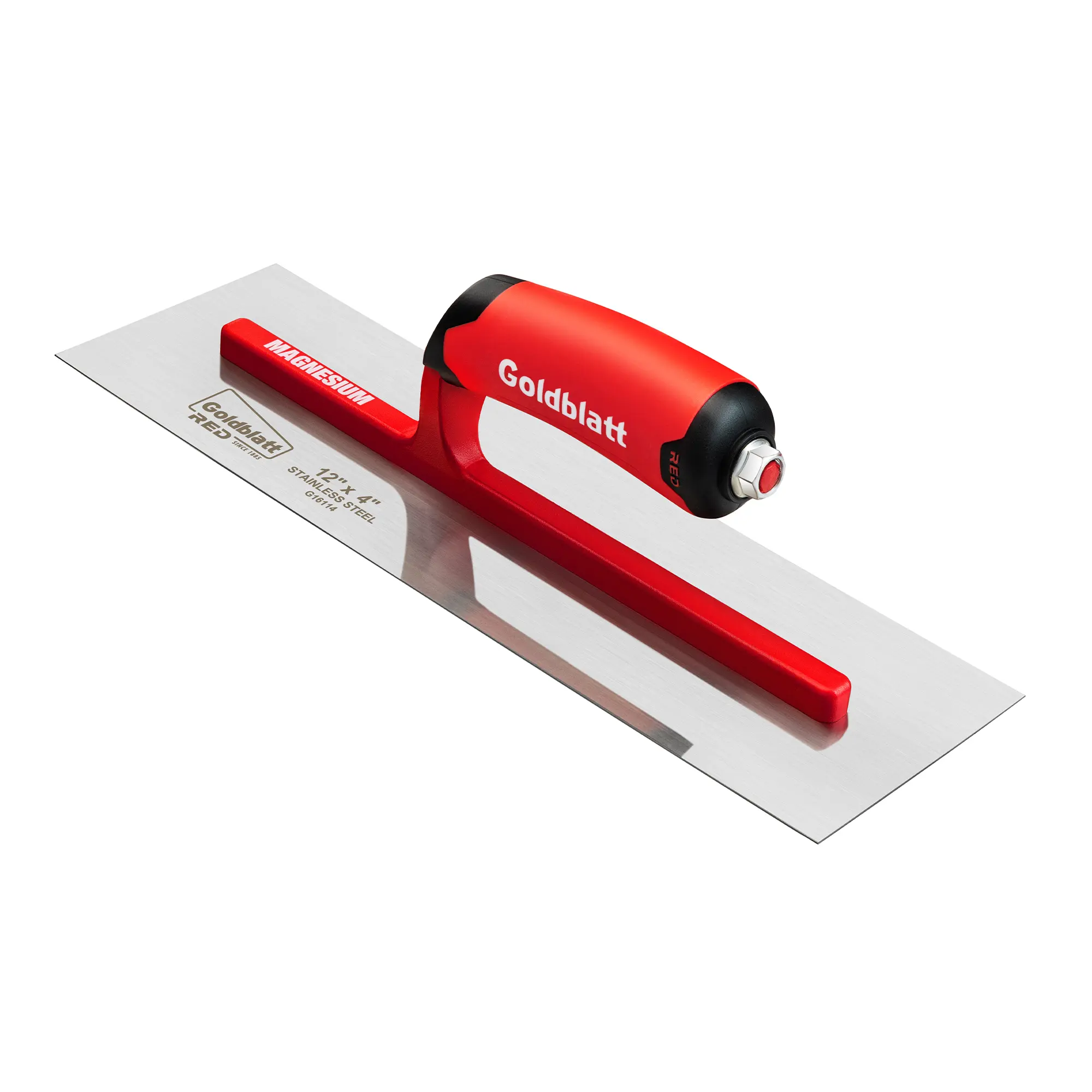 #backtoschool Goldblatt RED Stainless Steel Finishing Trowel, Professional Drywall Masonry Trowel with Soft Grip Handle, Lightweight Magnesium Shank, Plastering Trowel for Sheetrock Wallboard Plasterboard