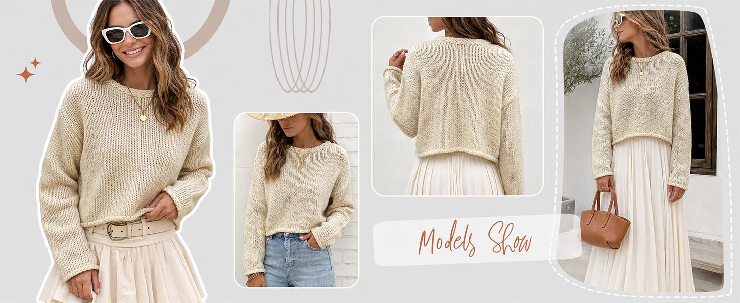 YeeZaa Rollneck Knitted Sweater for Women 2026  Fashion Fall Winter Casual Soft Chunky Cotton Long Sleeve  Crochet Knit Oversized Crewneck Pullover Top Transitional Fall Look Office Outfit