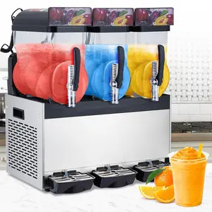 Commercial Slushy Machine, 15Lx3 Tanks Frozen Drink Machine, 860W Stainless Steel Margarita Smoothie Frozen Drink Maker, Slushie Maker for Home Party, Restaurants, Cafe and Bars, Black