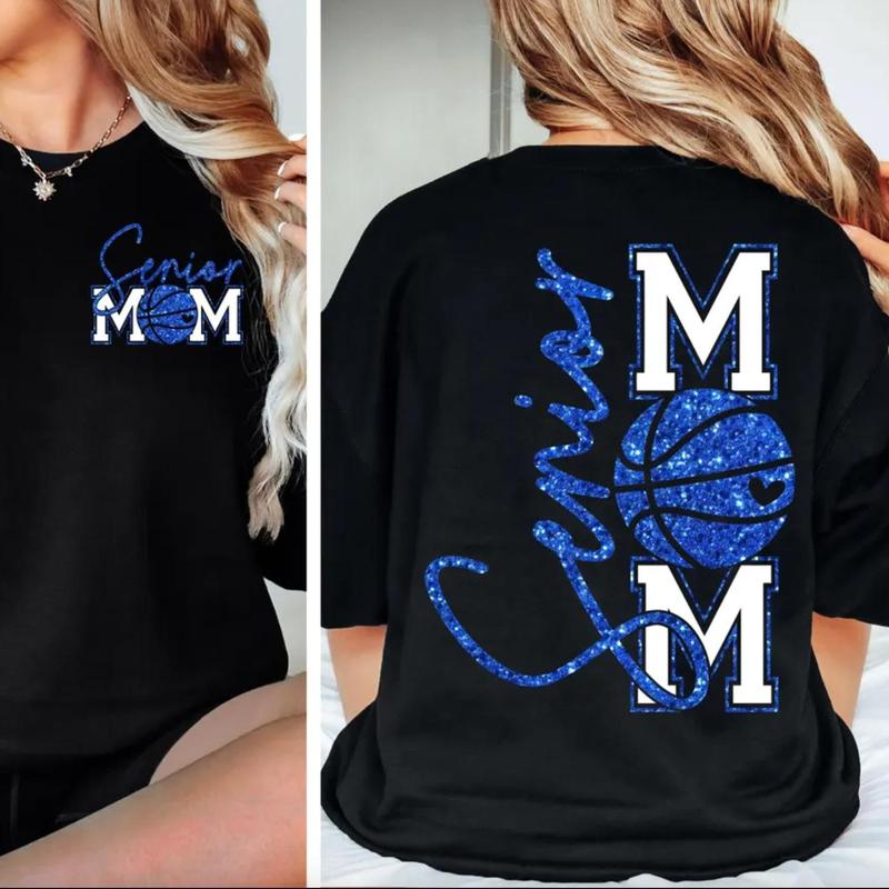 Senior Mom T-Shirt – Basketball Graphic, Perfect Gift for Proud Basketball Moms, Women’s Cotton Tee