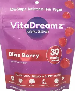 Melatonin-Free Sleep Gummies | Magnesium, Ashwagandha, Tart Cherry & L-Theanine | Natural Calm & Restful Sleep Support | Vegan, Sugar Free Bliss Berry | 30 Count