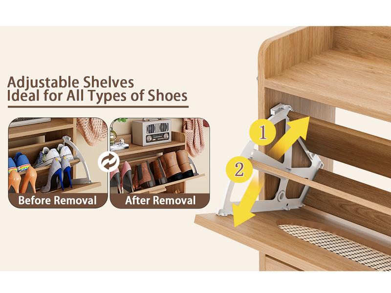 【HolidayHaul】Shoe Cabinet with Doors, 6-Tier Shoe Storage Cabinet with Adjustable Shelves, Wooden 50'' Tall Shoes Rack Organizer Cabinet for Entryway, Front Door, Hallway Closet, Living Room - Blue