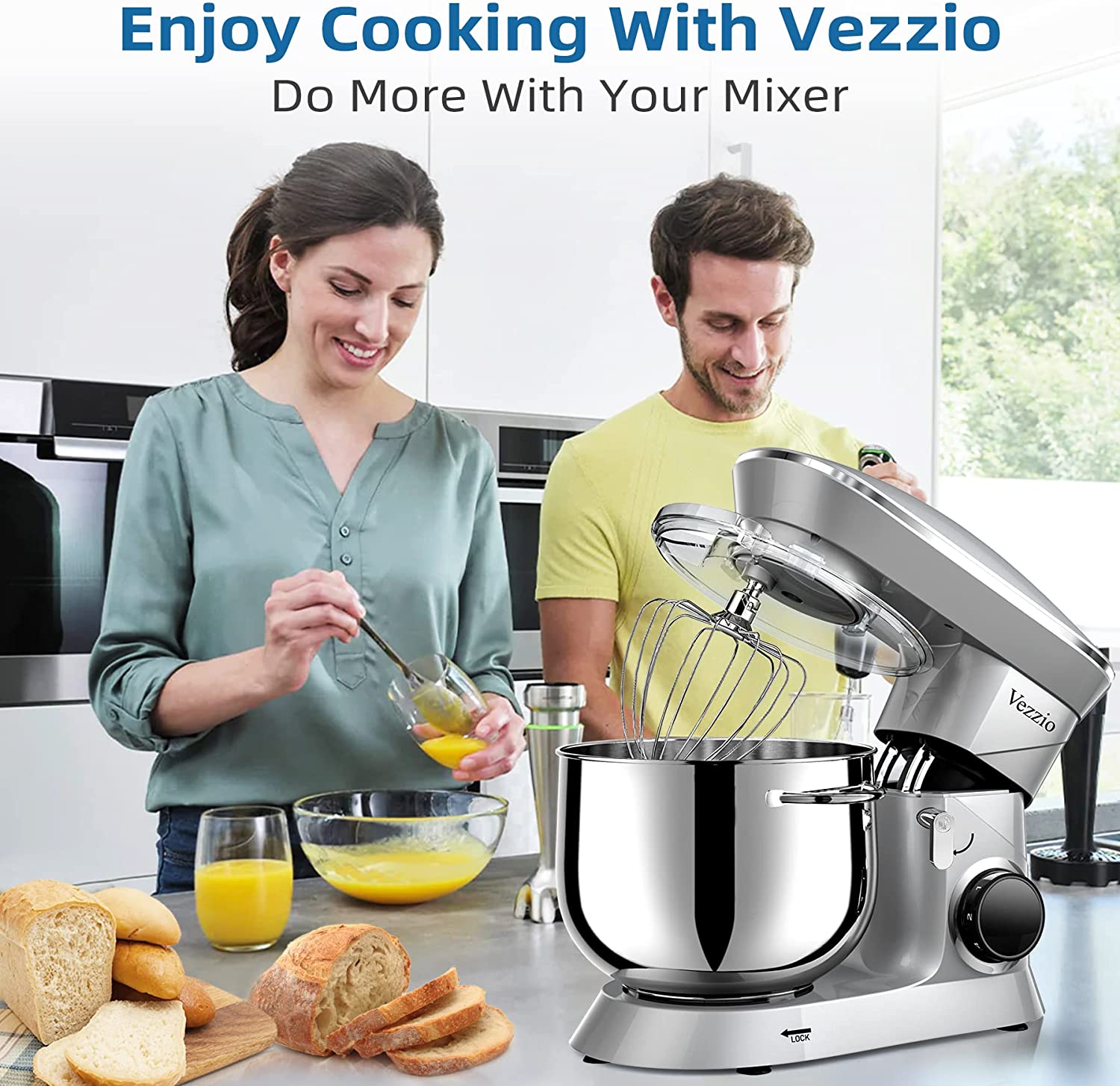 VEZZIO 9.5 Qt Stand Mixer, 10-Speed Tilt-Head Food Mixer, Vezzio 660W Kitchen Electric Mixer with Stainless Steel Bowl, Dishwasher-Safe Attachments for Most Home Cooks VEZZIO 9.5 Qt Stand Mixer, 10-Speed Tilt-Head Food Mixer, Vezzio 660W Kitchen Electric Mixer with Stainless Steel Bowl, Dishwasher-Safe Attachments for Most Home Cooks